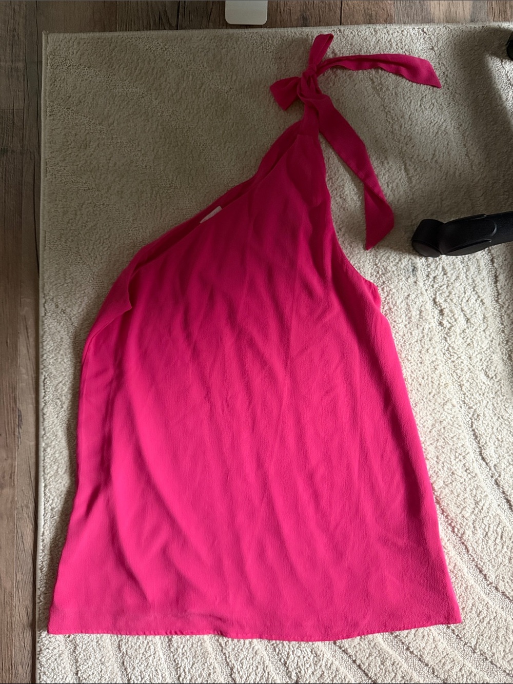 Pink Lily Hot Pink One-Shoulder Tie Halter Dress